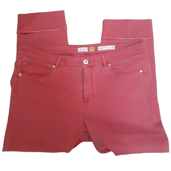 J. Jill High Rise Straight Legged cropped Cuffed Hem Denim Light Cherry … - Picture 1 of 9